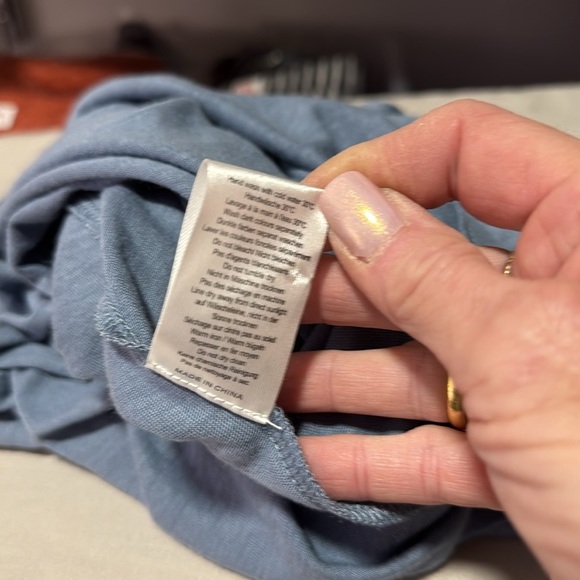 Poetry Linen Blend Scoop Waist Blue Gray Short Sleeve Shirt US10 - Picture 7 of 8